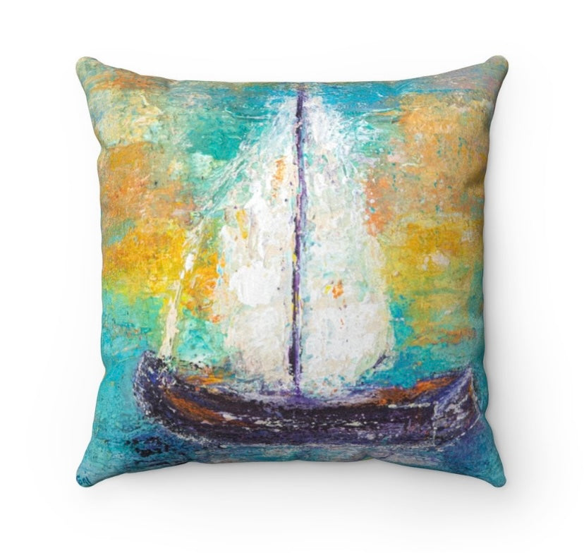 "Sail Away With Me" Abstract Sailboat Canvas Art