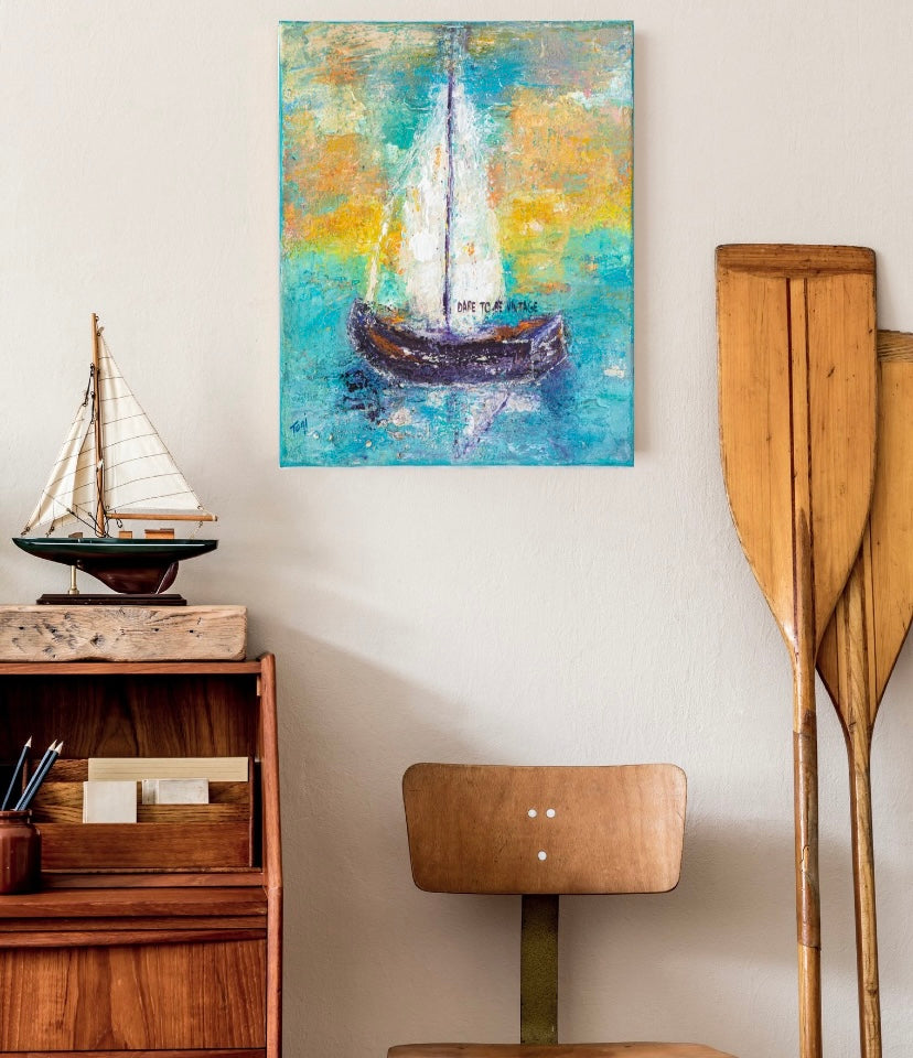 "Sail Away With Me" Sailboat Woven Tapestry Blanket