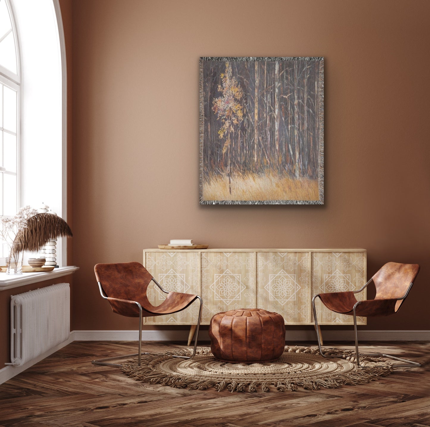 'Fallin For You' Fall Woodland Trees Woven Blanket Wall Art Tapestry