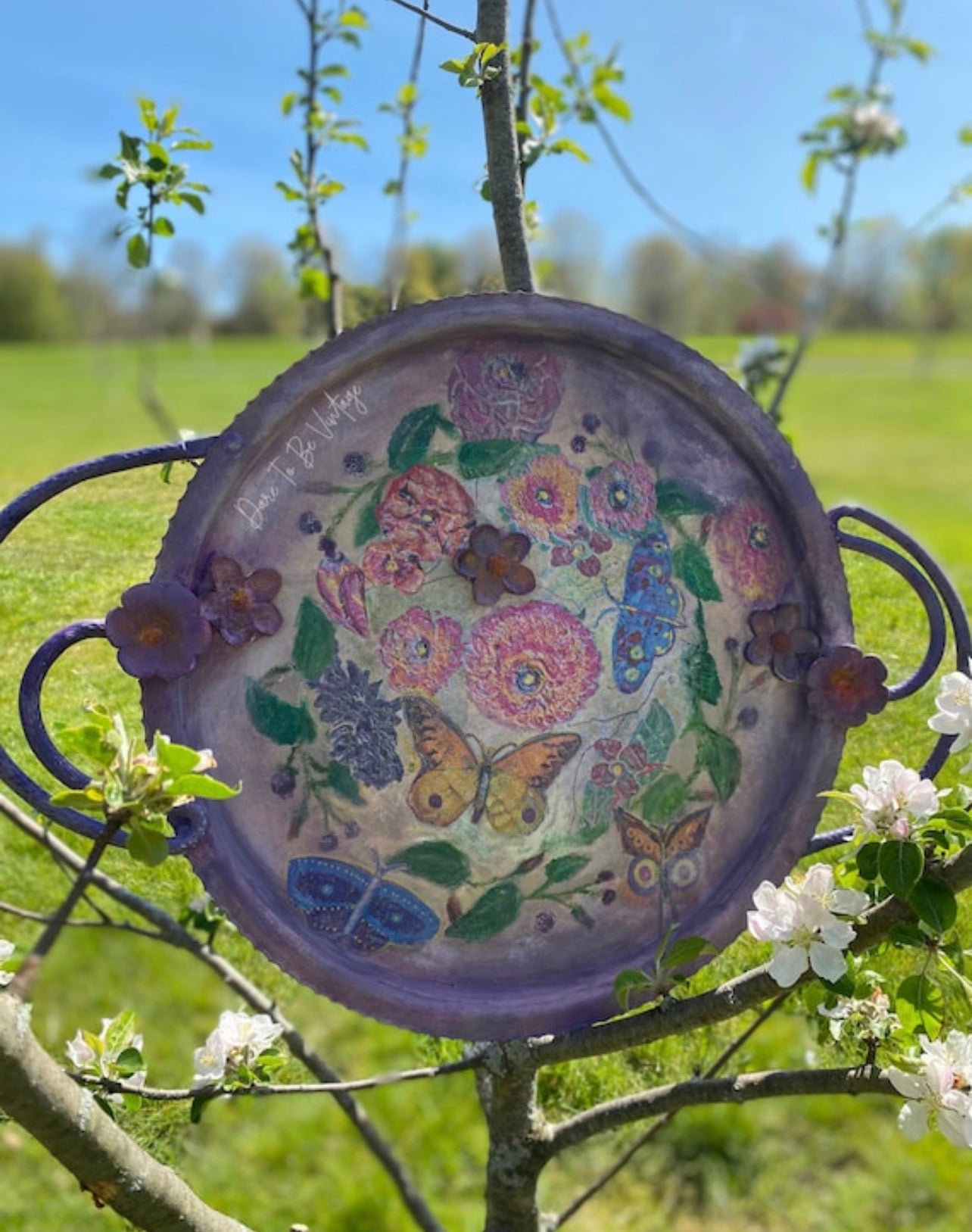 'You Give Me Butterflies' Hand Painted Butterflies Flowers Decoupage Paper