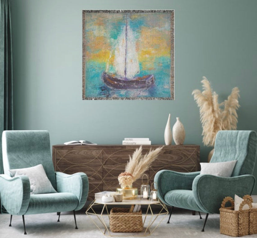"Sail Away With Me" Abstract Sailboat Canvas Art