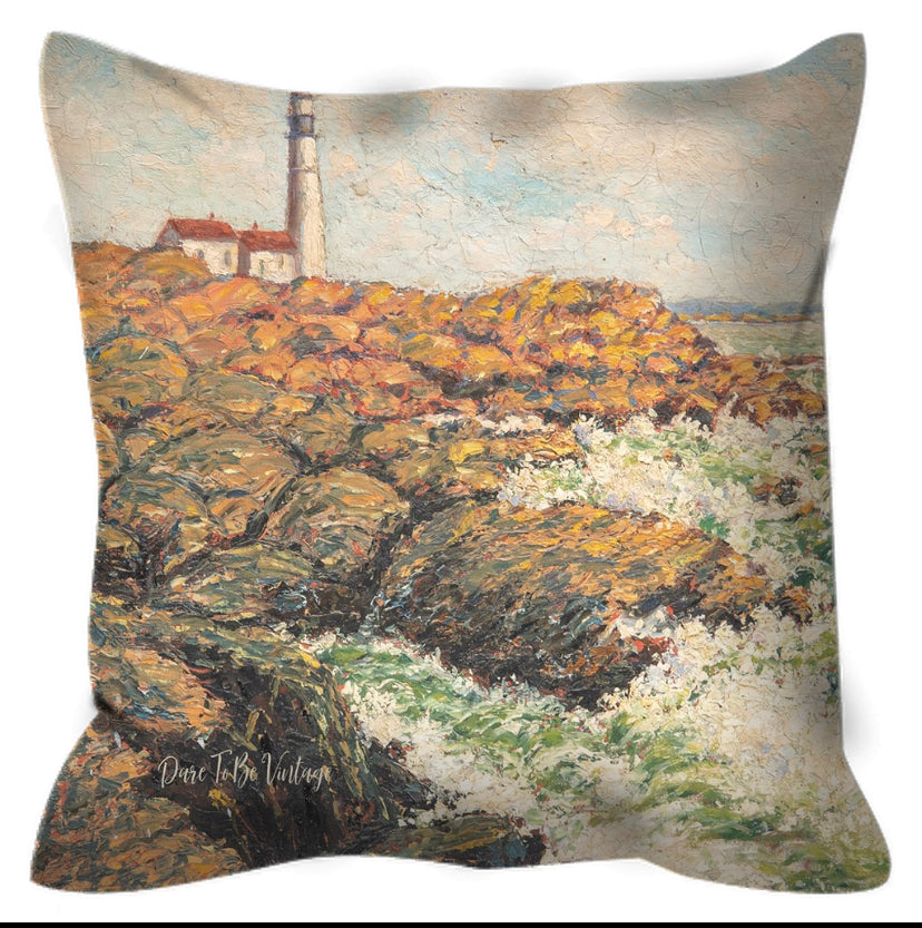 "Lighthouse Keeper" Lighthouse Ocean Waves Woven Throw Blanket Wall Tapestry