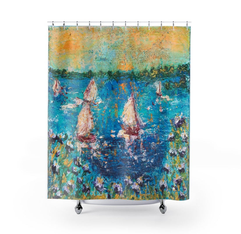 "Wind Dancer" Sail Boats Beach Bath Towel