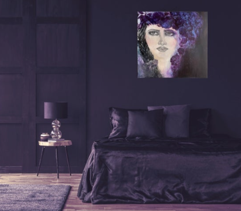 'Soul Searching' Hand Painted Portrait Beach Bath Towel