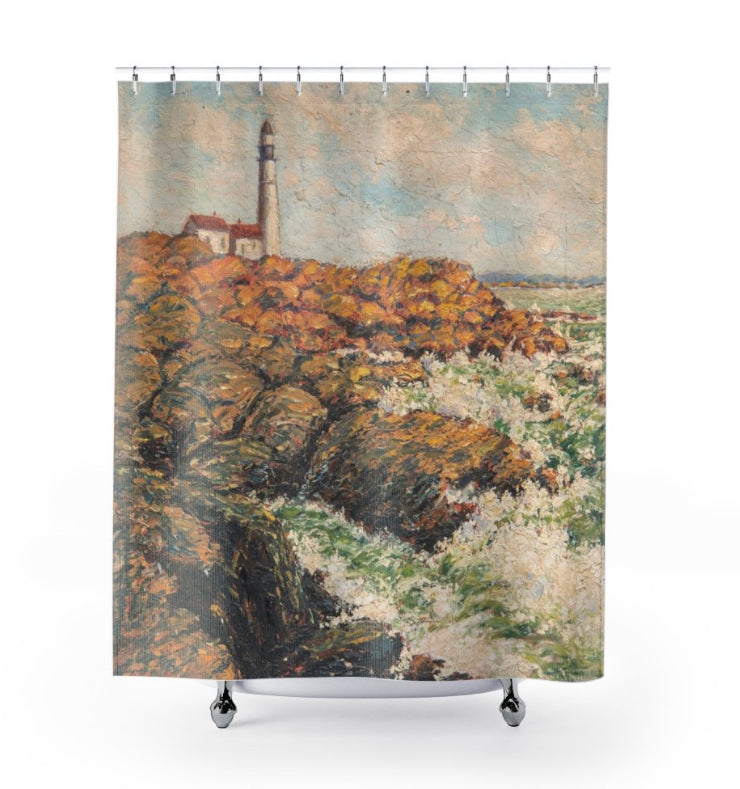 "Lighthouse Keeper" Lighthouse Ocean Waves Woven Throw Blanket Wall Tapestry