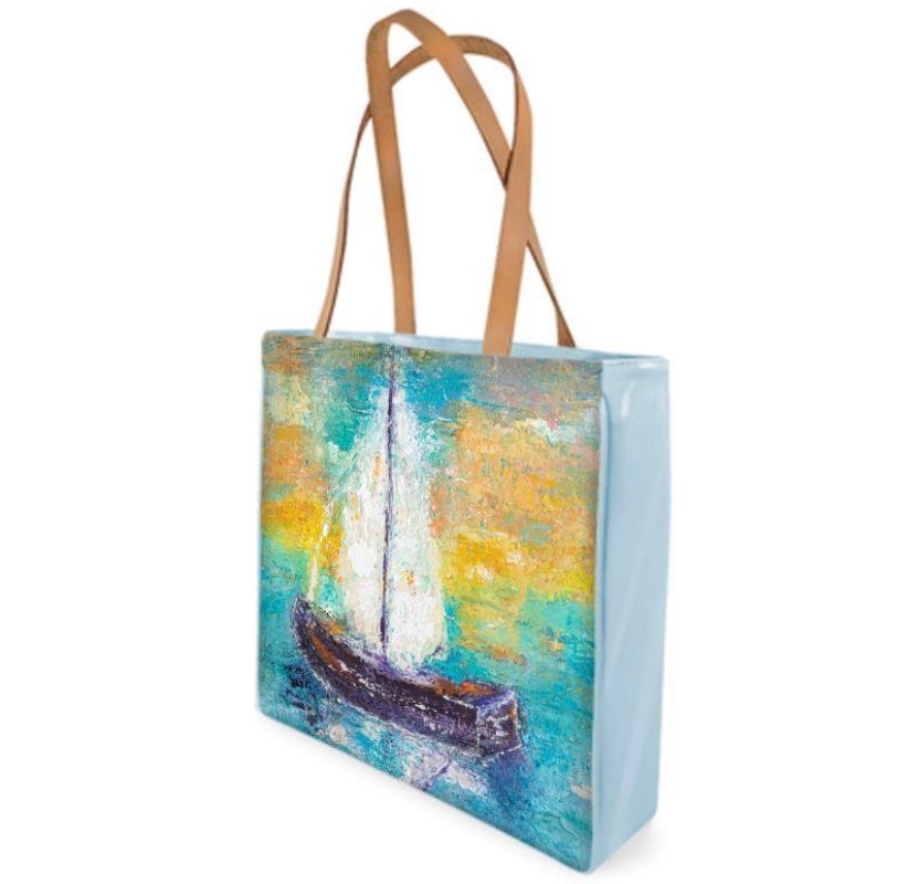 "Sail Away With Me" Abstract Sailboat Canvas Art