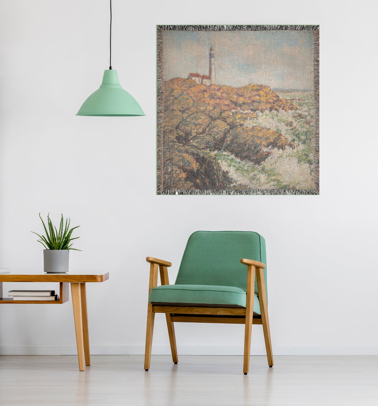 "Lighthouse Keeper" Lighthouse Ocean Waves Woven Throw Blanket Wall Tapestry
