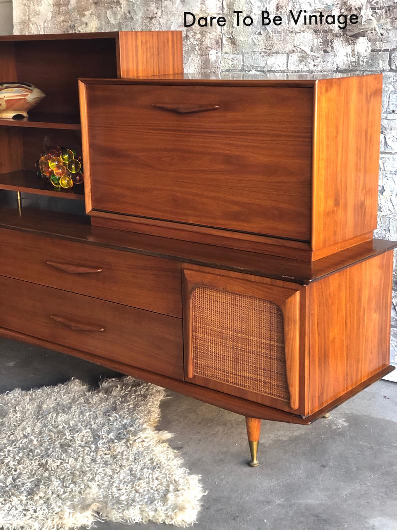 SOLD Mid Century Modern Credenza Wall Unit Bar Free Shipping