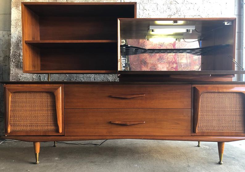 SOLD Mid Century Modern Credenza Wall Unit Bar Free Shipping