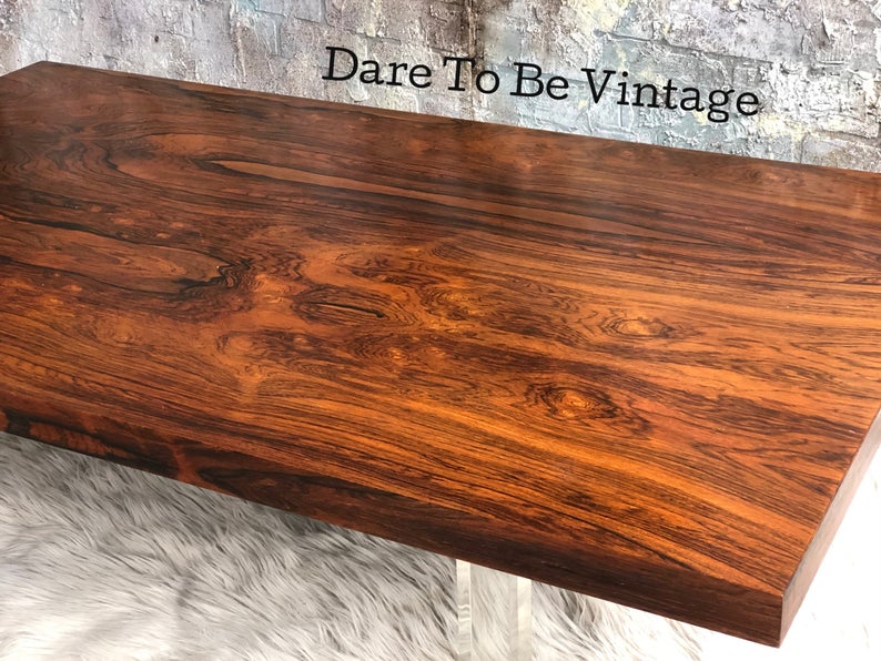 SOLD Milo Baughman Rosewood Lucite Coffee Table