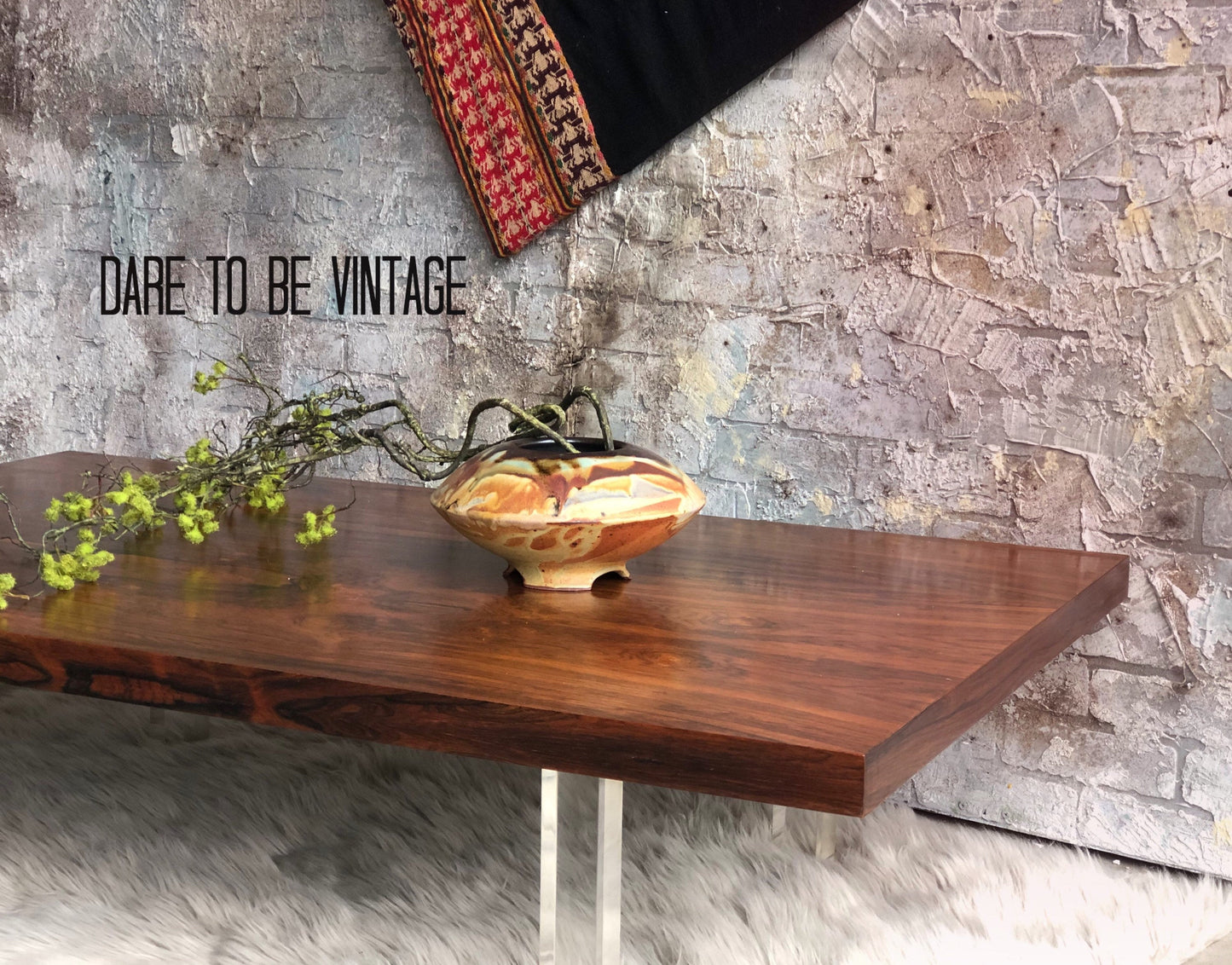 SOLD Milo Baughman Rosewood Lucite Coffee Table