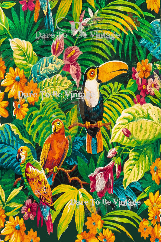 'Gilligan's Island' Tropical Birds Toucan Decoupage Paper