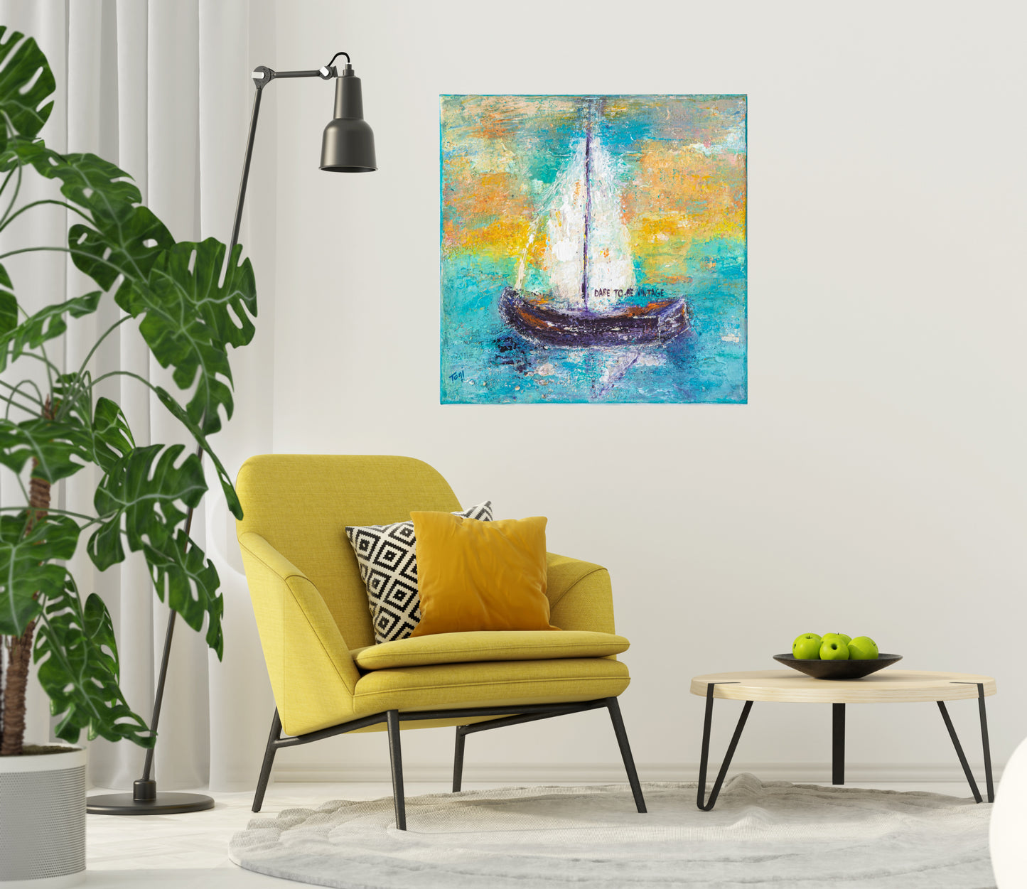 "Sail Away With Me" Abstract Sailboat Canvas Art