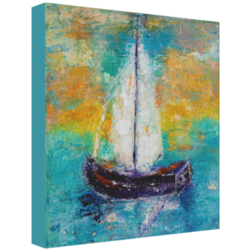 "Sail Away With Me" Abstract Sailboat Canvas Art