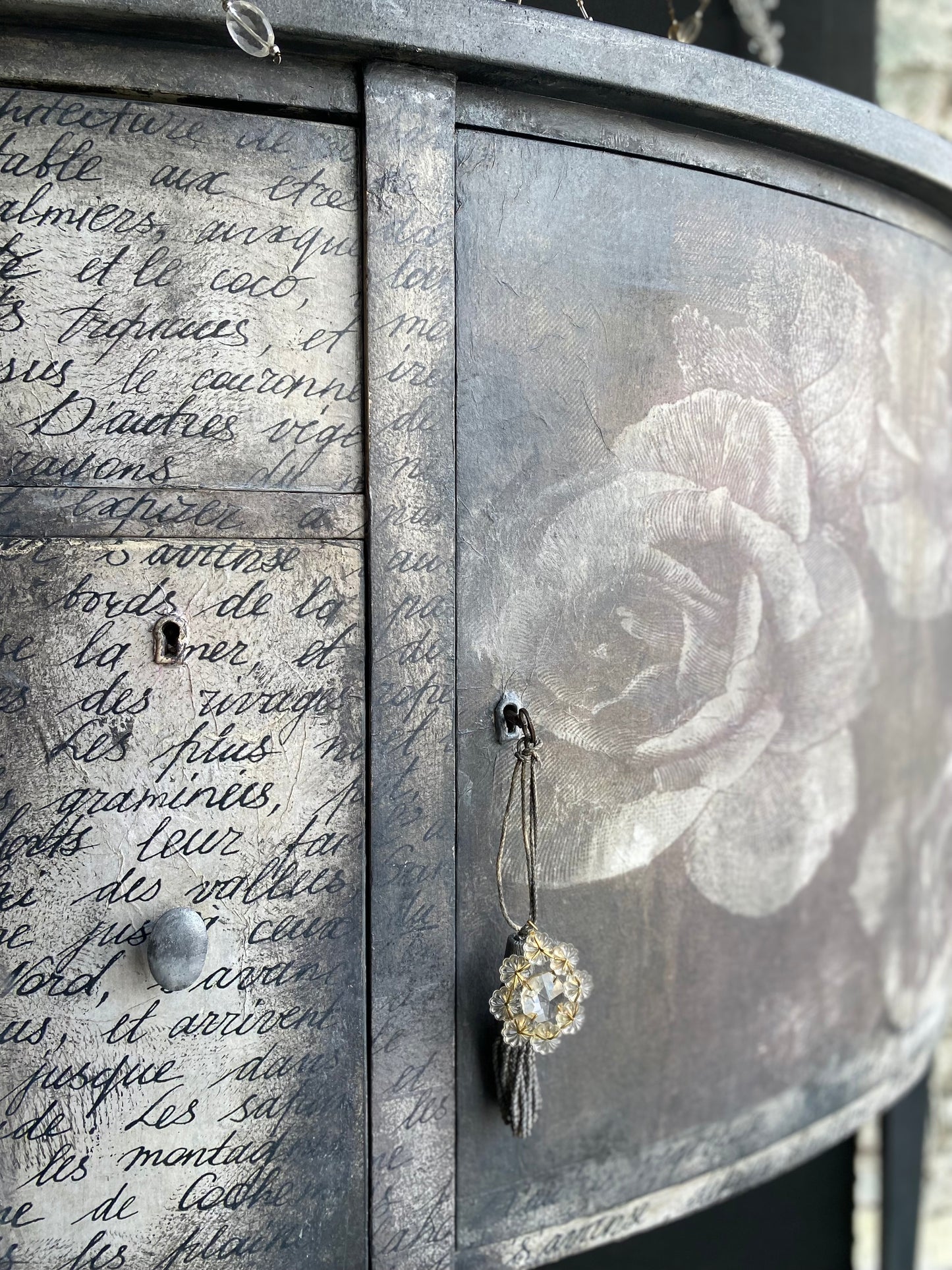 'Midnight Blooms' Black & White Roses Florals Decoupage Paper