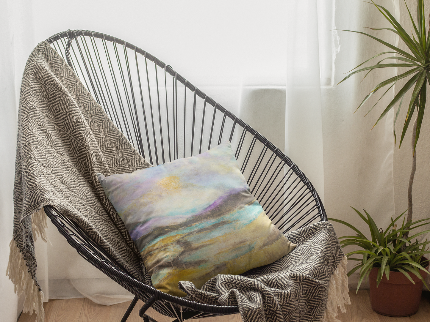 "A Midnight Summer Dream " Ocean Sunset Faux Suede Square Pillow