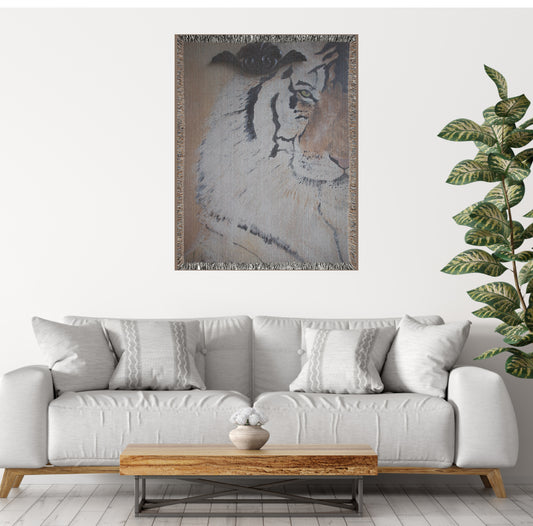 'Eye Of The Tiger' Animal Print Tiger Woven Blanket Tapestry