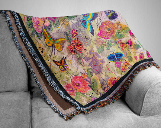 "You Give Me Butterflies" Woven Blanket Wall Tapestry