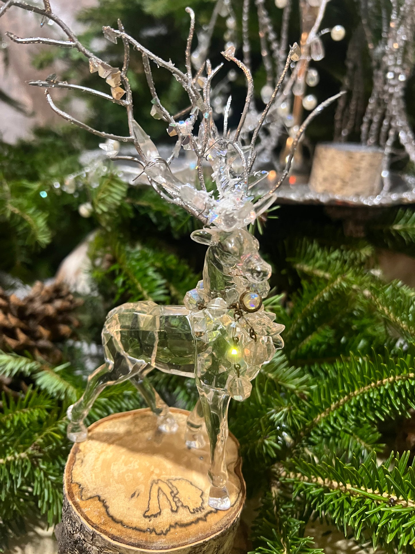 Upcycle Vintage Holiday Centerpiece ~ Handmade Christmas Centerpiece ~ Lucite ~ Leopard