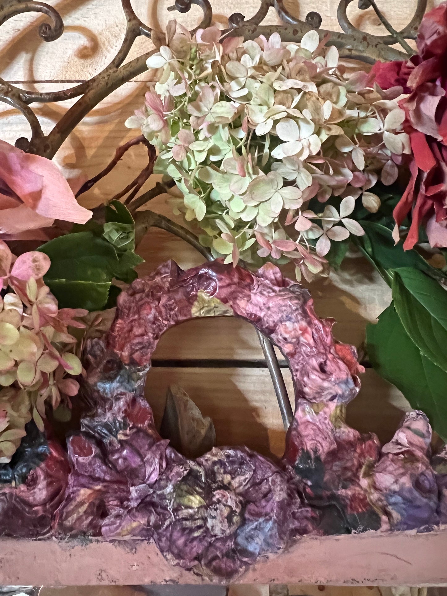 “Bloomstruck” Hand Painted Country Cottage Buffet / Shabby Floral Cottage Entryway Table / Cottage Core Furniture