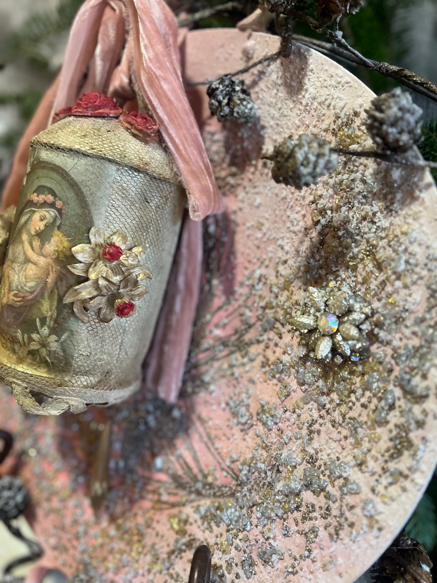 Upcycle Vintage Holiday Tray ~ Handmade Christmas Holiday Wall Art