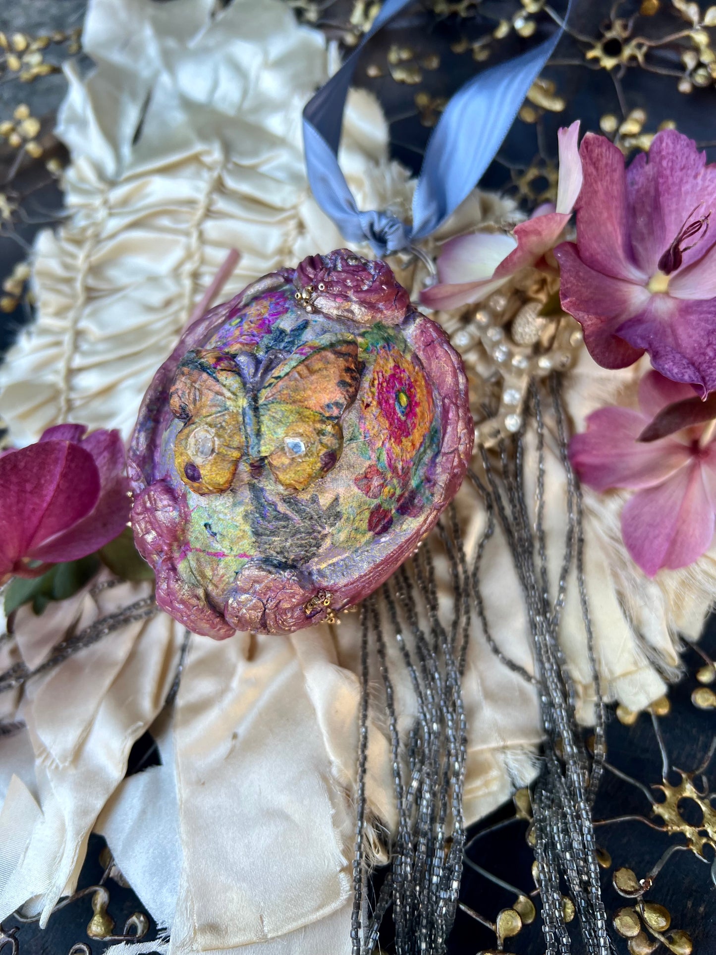 Bohemian Rose Garden / Handmade Decorative Home Accents / Butterflies / Artful Treasures