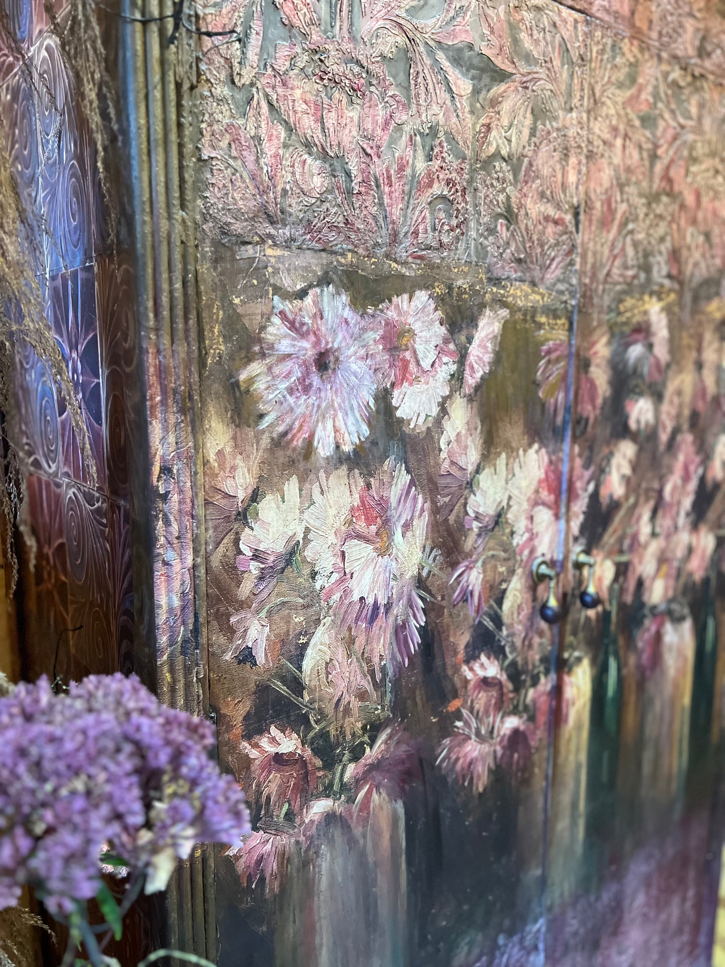 'A Field Of Dreams' Whimsical Floral Armoire, Hand-Painted Floral Wardrobe