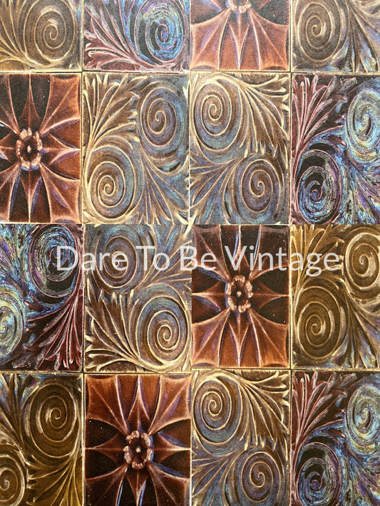 'Bohemian Relic' Vintage Aged European Tile Panel Decoupage Paper