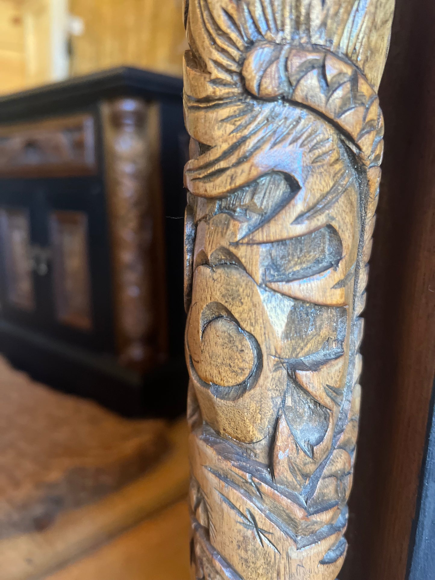 'Pagoda Garden' Hand Painted Vintage Carved Nightstands / Asian Carved End Tables / Vintage Wooden Carved Cabinets