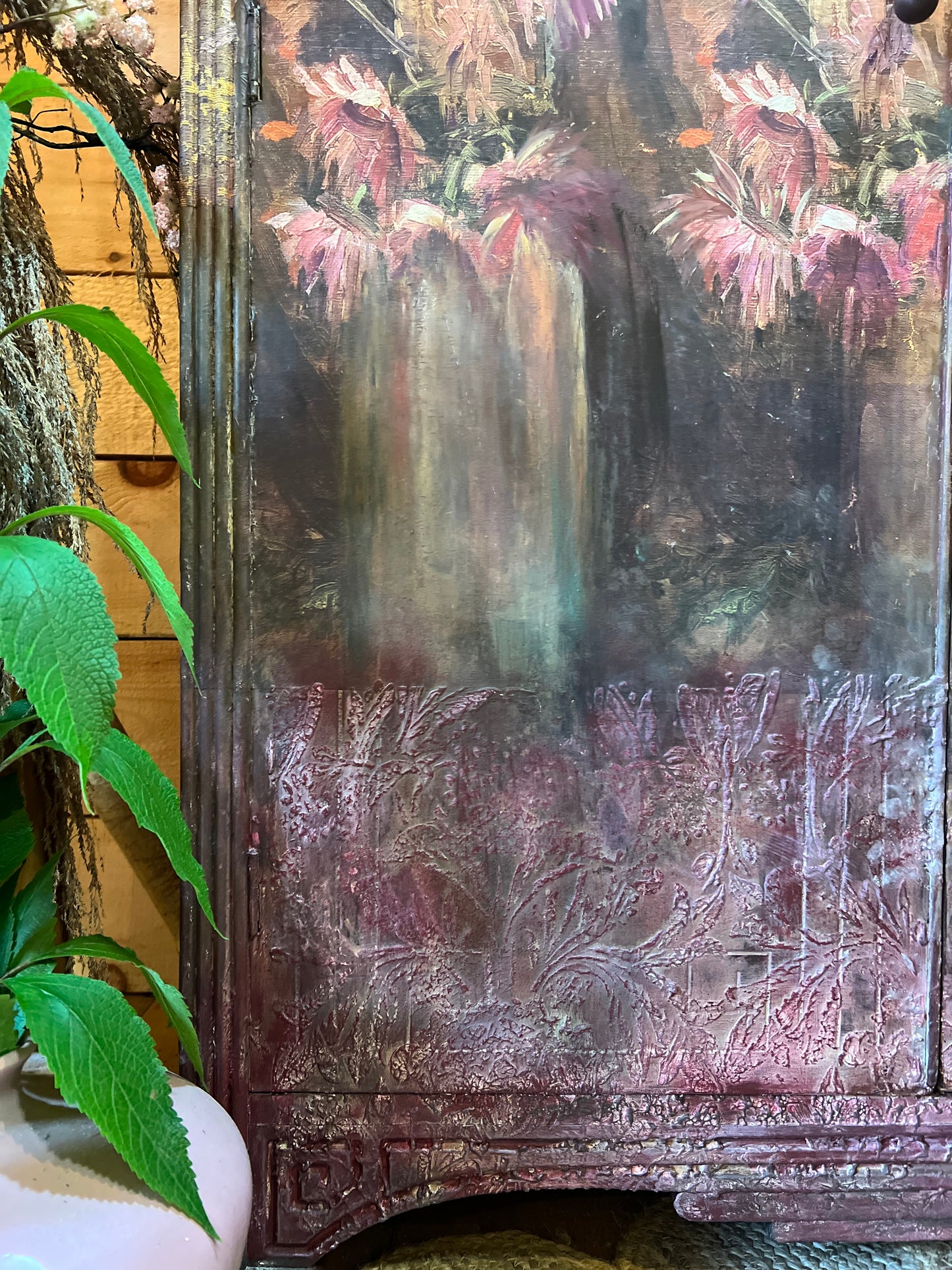 'A Field Of Dreams' Whimsical Floral Armoire, Hand-Painted Floral Wardrobe