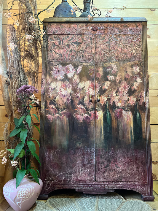 'A Field Of Dreams' Whimsical Floral Armoire, Hand-Painted Floral Wardrobe