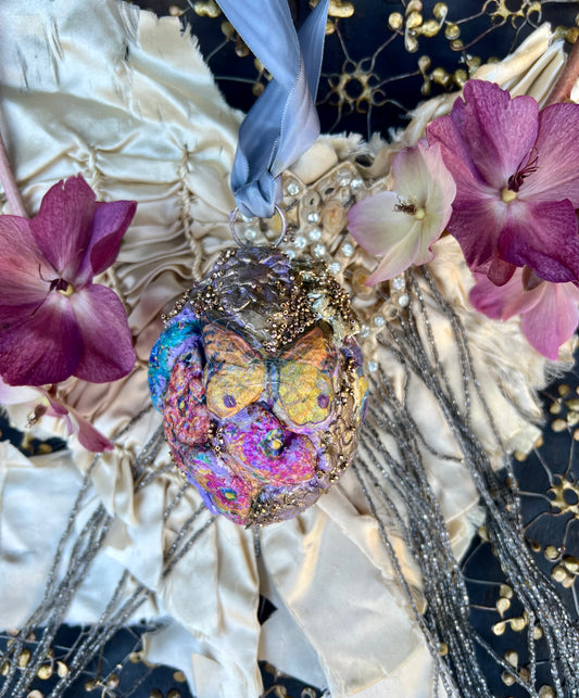 "Fluttering Dreams", Handmade Decorative Easter Eggs, Vintage Painted Butterfly Egg Ornaments