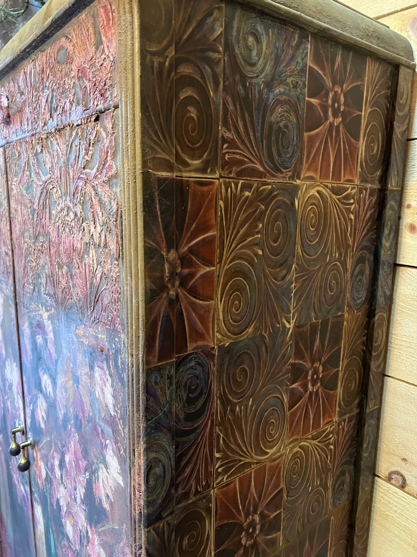 'A Field Of Dreams' Whimsical Floral Armoire, Hand-Painted Floral Wardrobe