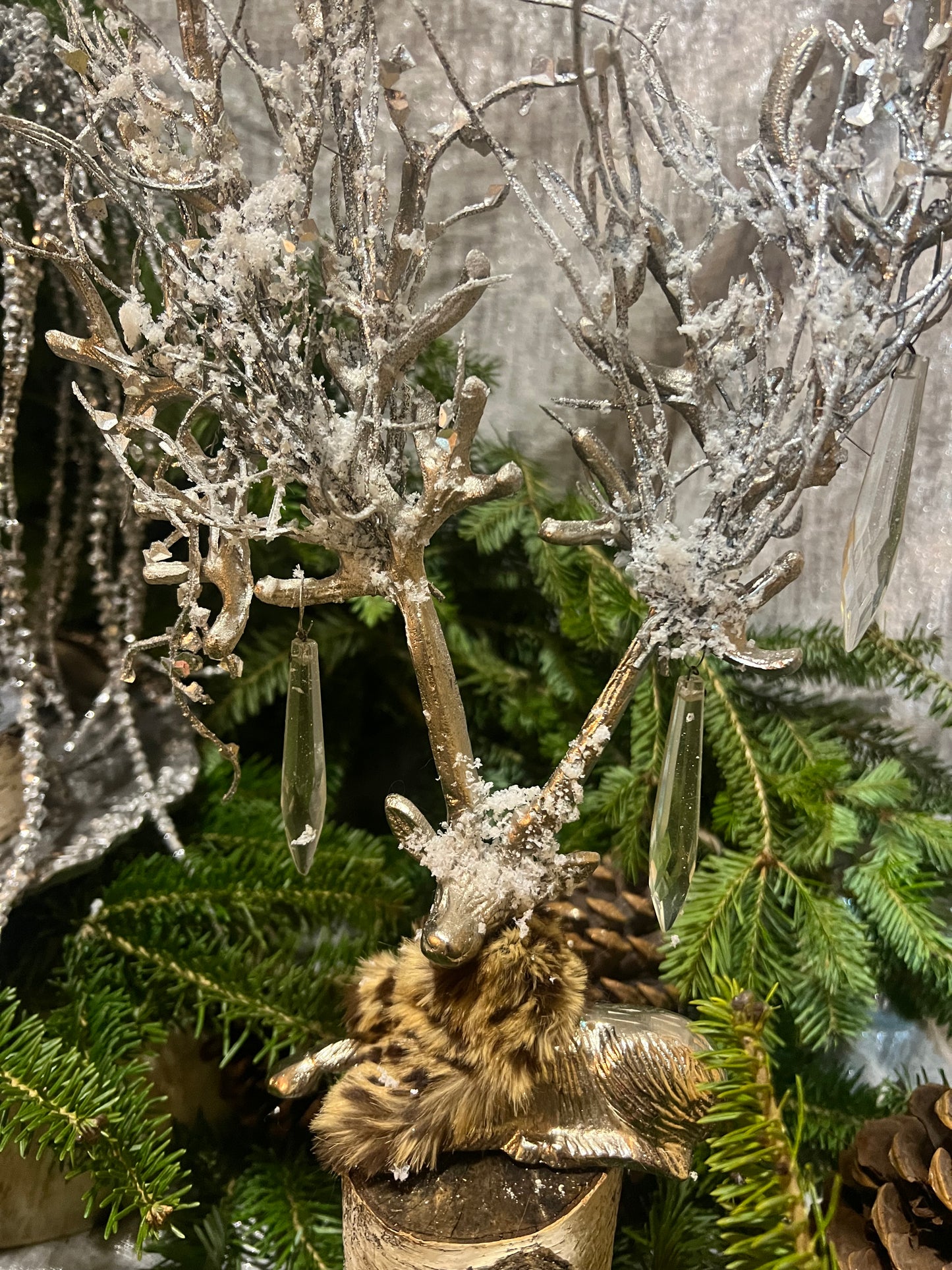 Upcycle Vintage Holiday Centerpiece ~ Handmade Christmas Centerpiece ~ Lucite ~ Leopard