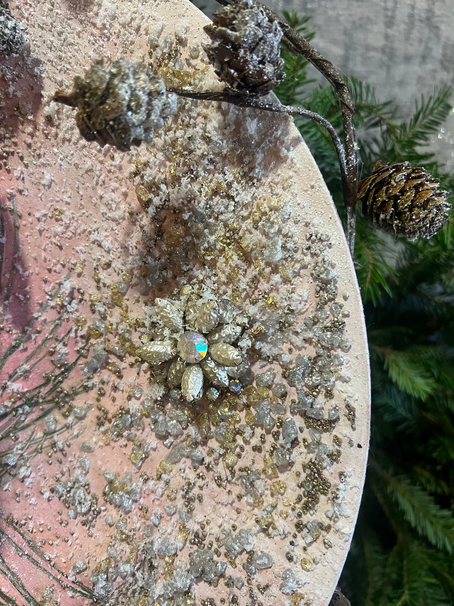 Upcycle Vintage Holiday Tray ~ Handmade Christmas Holiday Wall Art