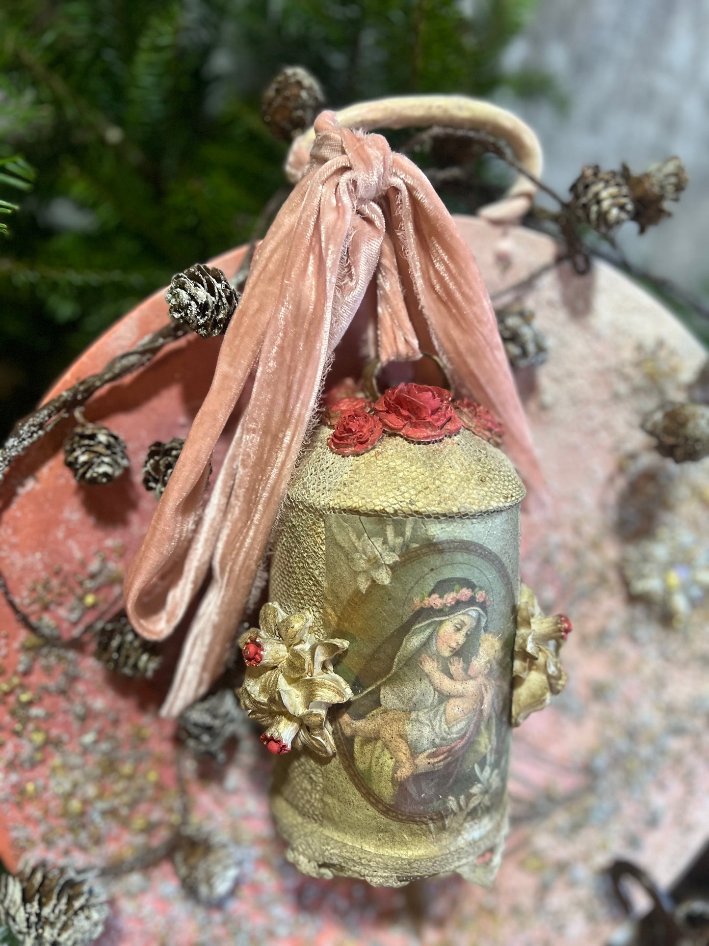 Upcycle Vintage Holiday Tray ~ Handmade Christmas Holiday Wall Art