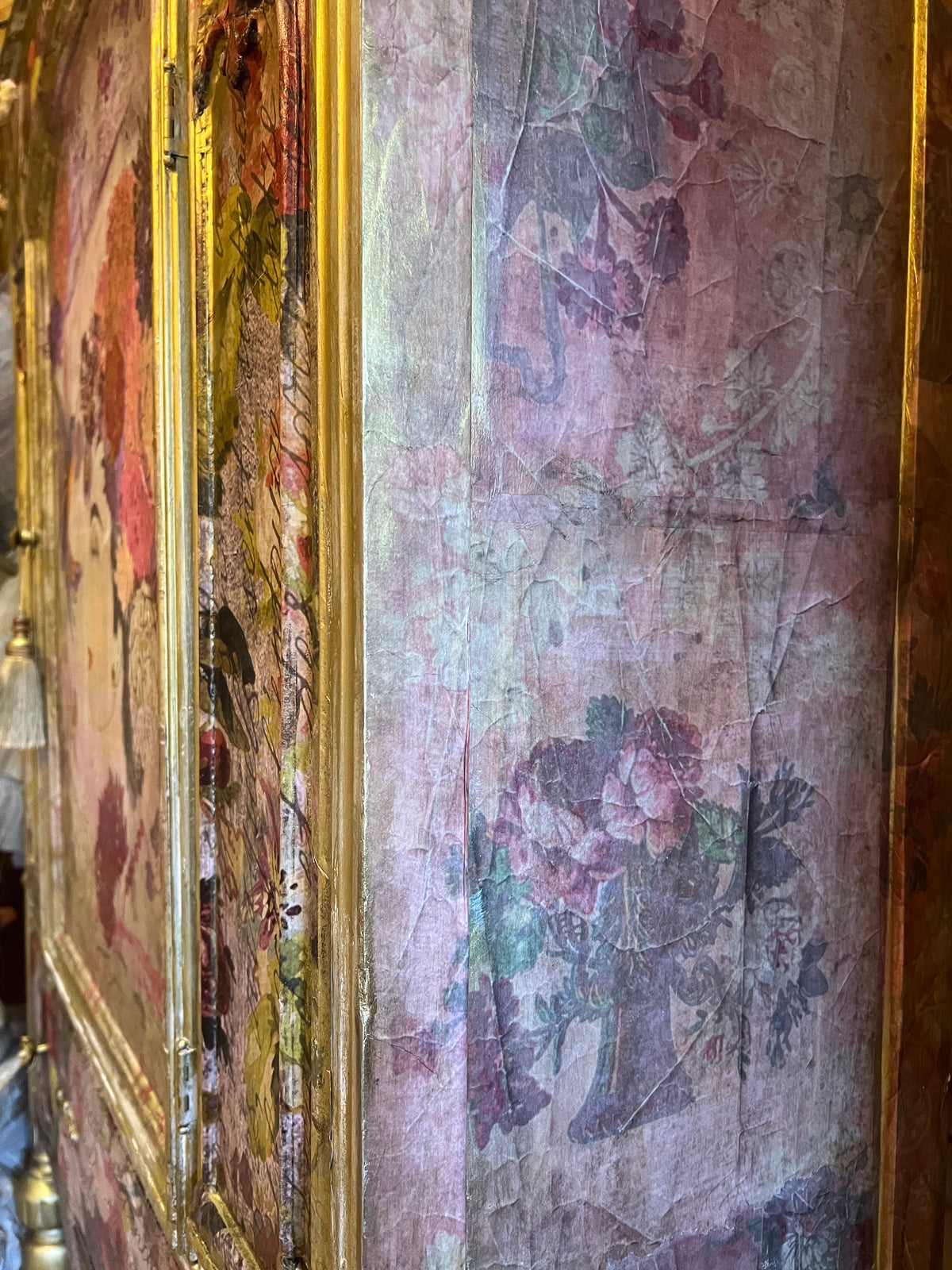 'Innocent Beauty' Whimsical Floral Armoire, Hand-Painted Floral China Cabinet
