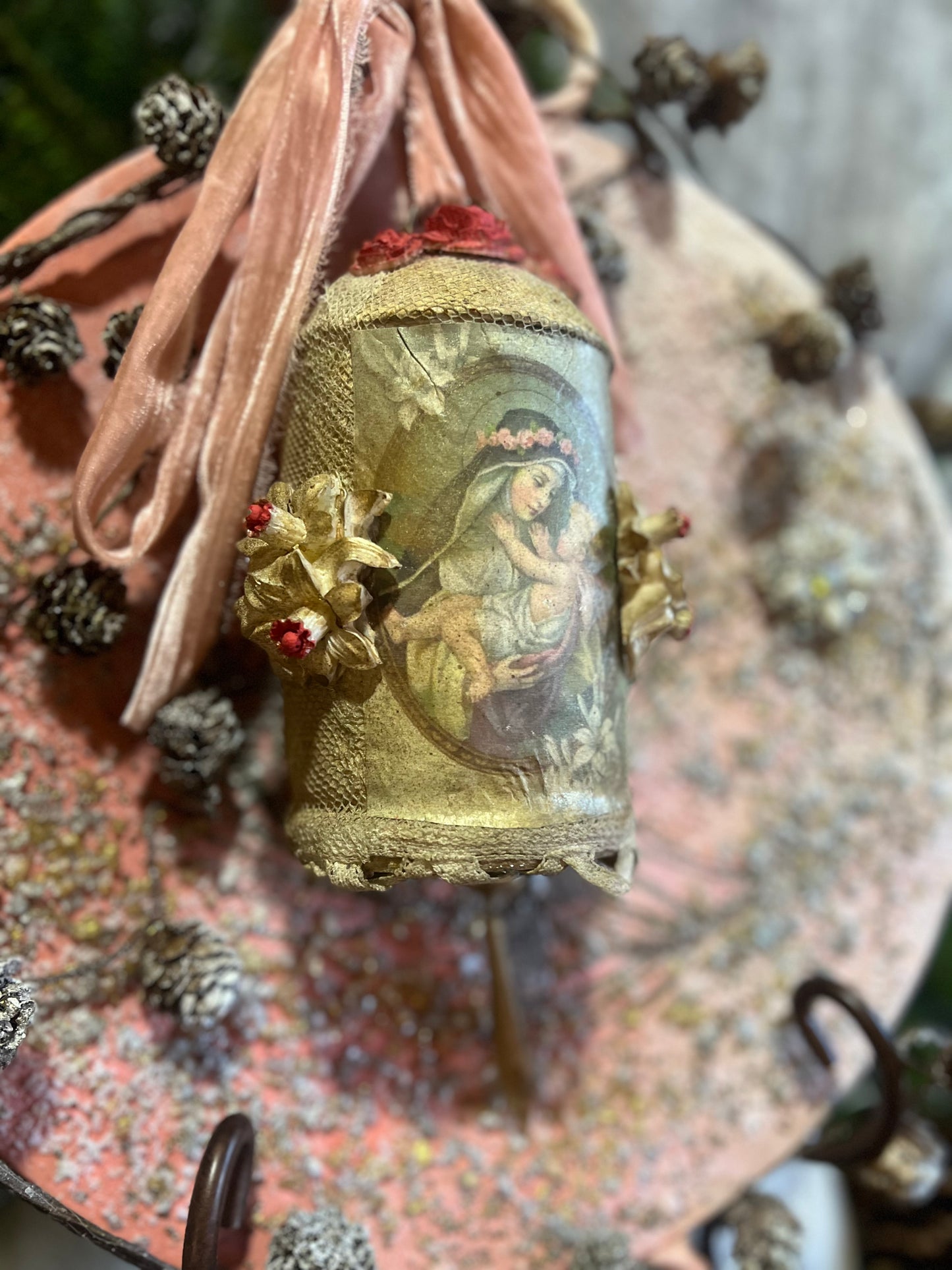 Upcycle Vintage Holiday Tray ~ Handmade Christmas Holiday Wall Art