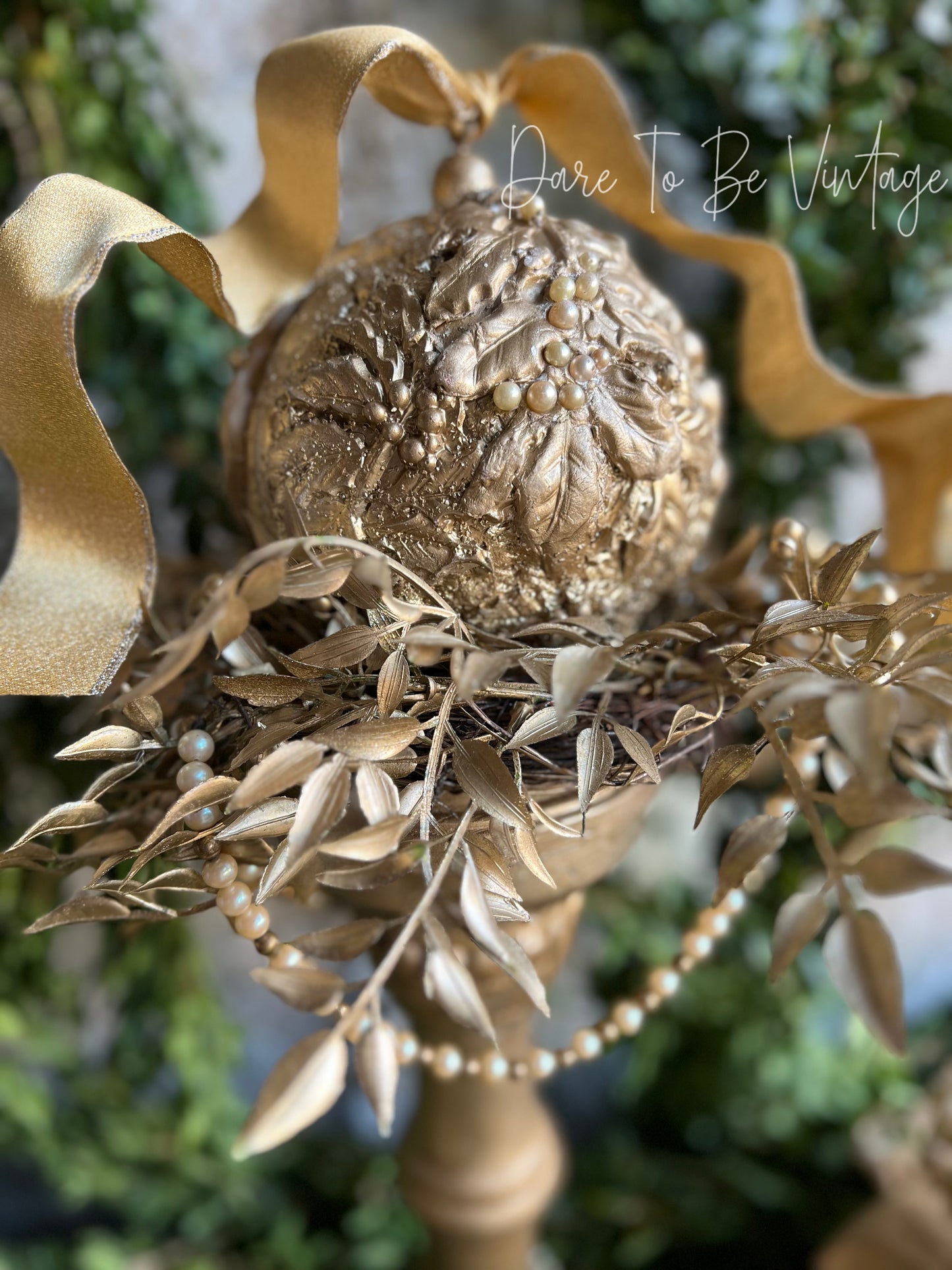 Old World Christmas French Country Glam Pearl Ornament Decoration / Table Setting / Mantle Décor