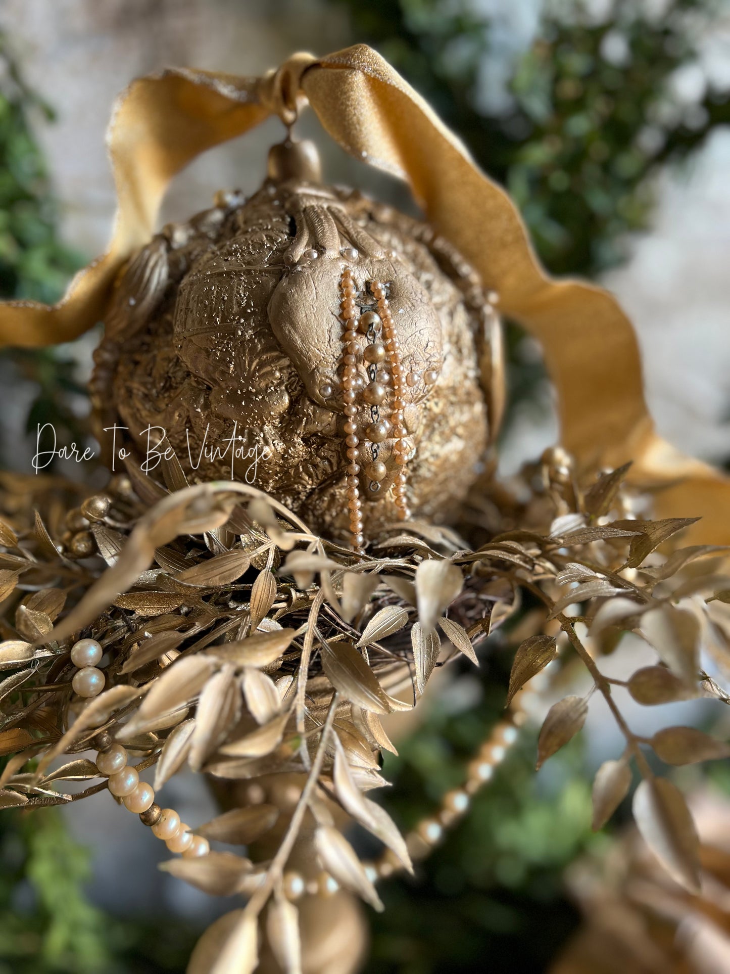 Old World Christmas French Country Glam Pearl Ornament Decoration / Table Setting / Mantle Décor