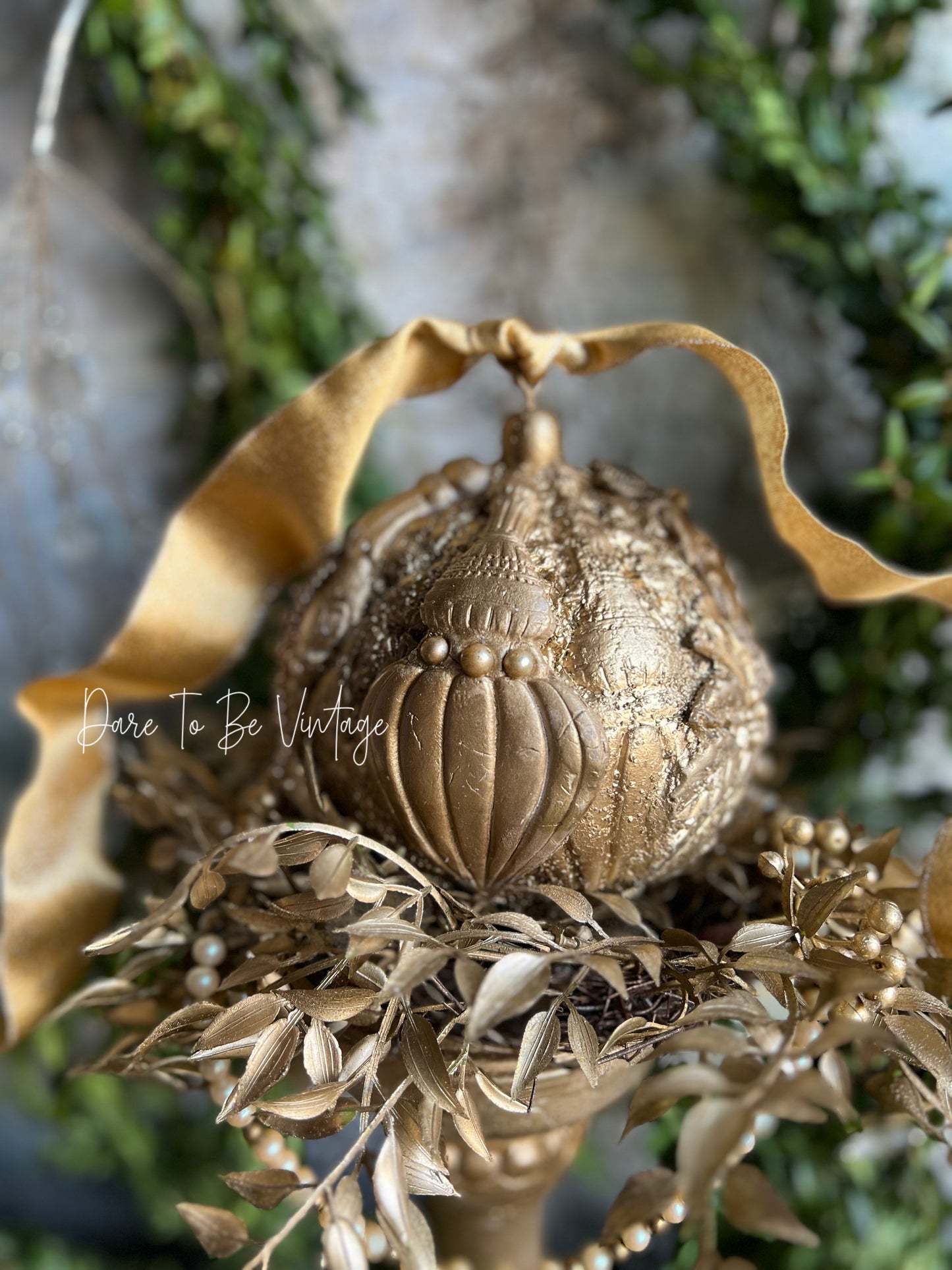 Old World Christmas French Country Glam Pearl Ornament Decoration / Table Setting / Mantle Décor