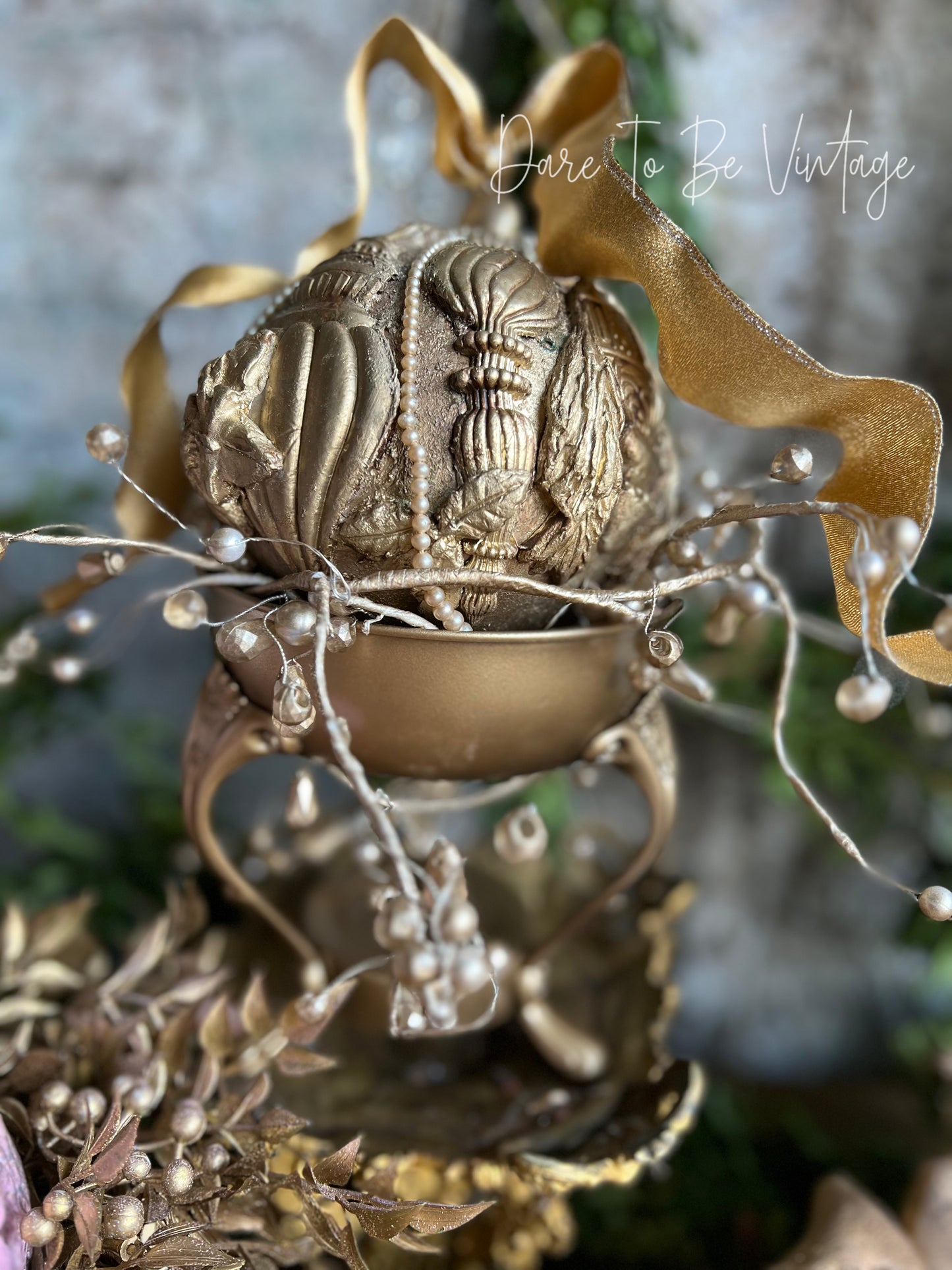 Old World Christmas French Country Glam Pearl Ornament Decoration / Table Setting / Mantle Décor