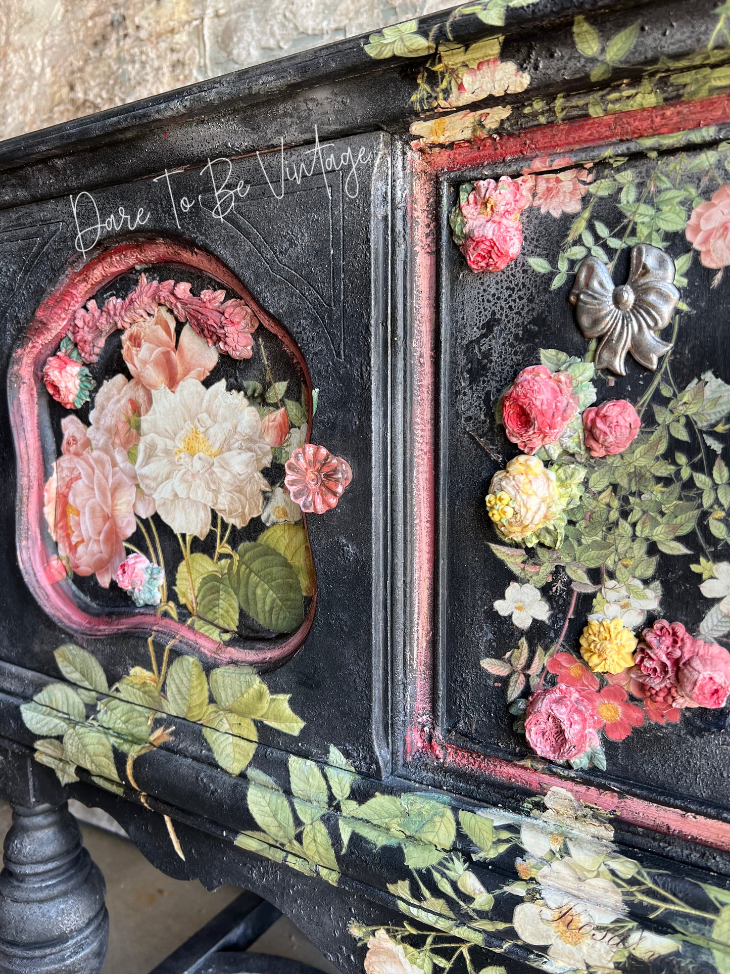 HOLD 'Summer Romance ' Romantic Botanical Floral Buffet ~ Cabinet ~ Entryway Table