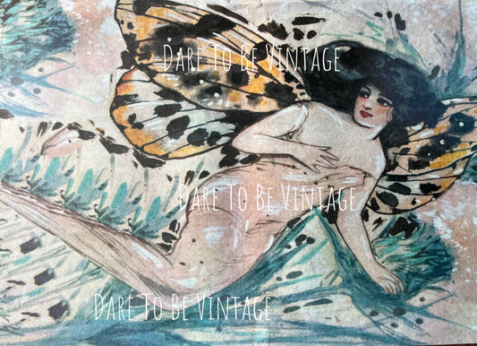 'Come Fly With Me' Whimsical Watercolor Butterfly Decoupage Paper