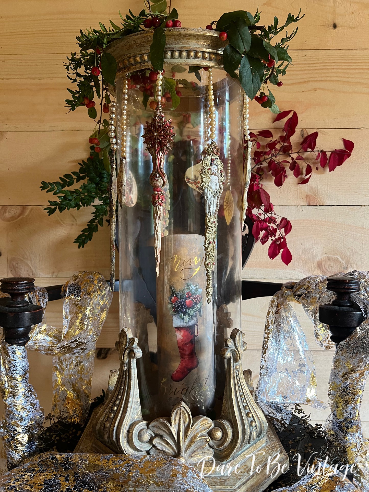 'Tis The Season' Ornate French Country Farmhouse Holiday Home Décor Cloche