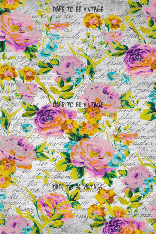 ‘A Rose Poem' Rose Floral Script Decoupage Paper