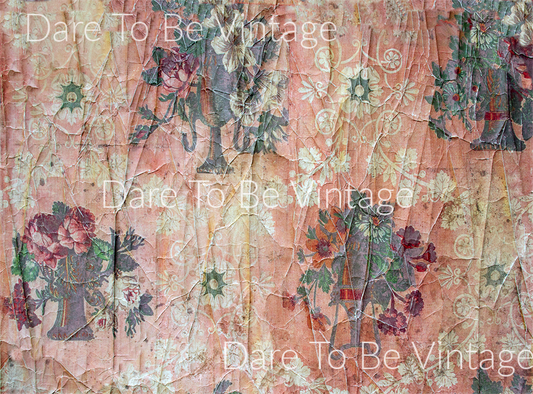 'Faded Romance' Old World Rustic Floral Decoupage Paper