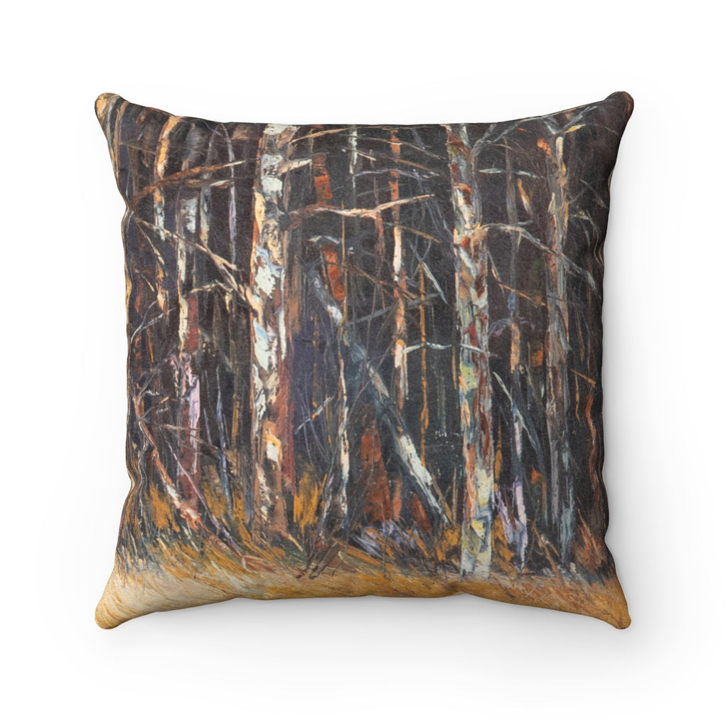 "Fallin For You" Birch Trees Faux Suede Square Pillow