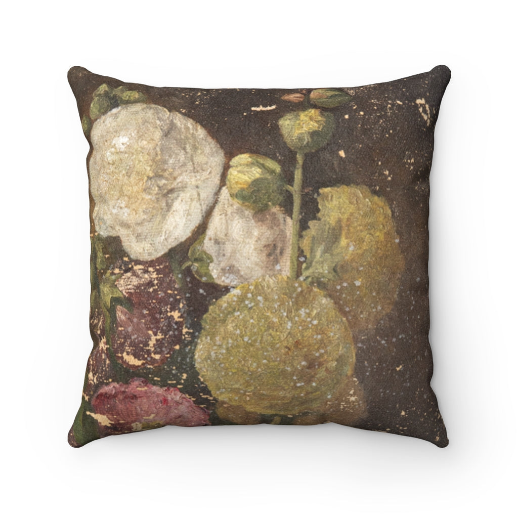 'Flirty Fleurs ' Rustic Floral Faux Suede Square Pillow