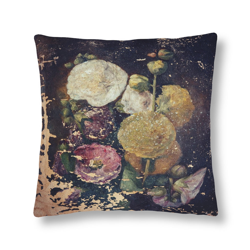 'Flirty Fleurs ' Rustic Floral Print Outdoor Pillow